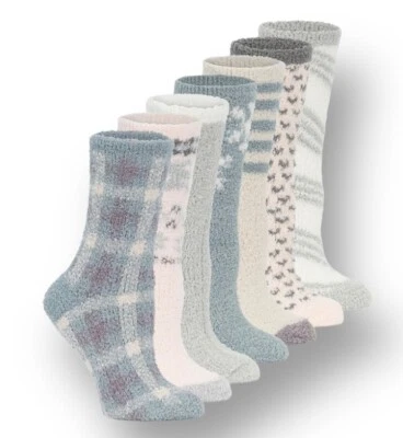 Lemon Brand Soft “7 Days of Cozy” Socks Blue/Gray Plaid Crew Gift Set - Image 1 of 4