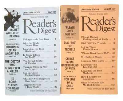 Reader's Digest Magazines July + August 1991 Large Print - Image 1 of 4