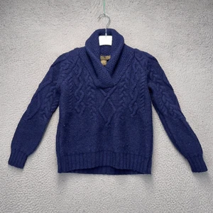 Inis Crafts Sweater Boys Large Blue Shawl Collar Long Sleeve Pullover Youth - Picture 1 of 7