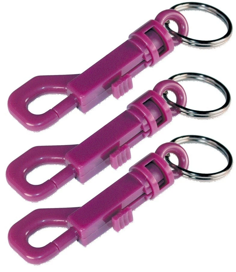 3 ~ Hillman Clip/Snap Hook KEY CHAIN Plastic ASSORTED COLORS Belt Purses 1 pk - Image 1 of 1