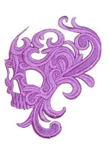 Embroidered Swirl Skull Motif / Patch / Badge / Applique - Lots of Colour - Picture 1 of 4