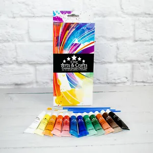 12 Acrylic Premium Paint Set Includes: 3 x Brushes - Picture 1 of 6