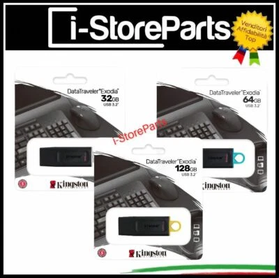 PENDRIVE KINGSTON 32 GB 64 GB 128 GB CHIAVETTA USB 3.2 GEN 1 MEMORIA EXODIA DTX - Immagine 1 di 4