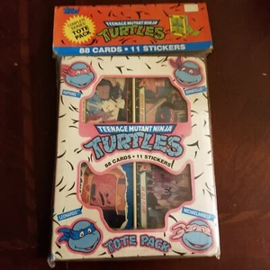 Vintage 1989 Teenage Mutant Ninja Schildkröten ""Tragetasche Pack 88 Karten 11 Aufkleber"" Neu - Bild 1 von 2