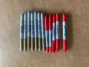 Sharpie Fine Tip 7 Gold, 5 Red Permanent Marker - Picture 1 of 1
