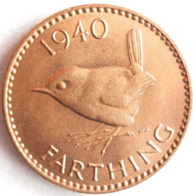Gran Bretaña Farthing 1940 - AU/UNC - envío gratuito - contenedor premium #3 Foto 1 de 2
