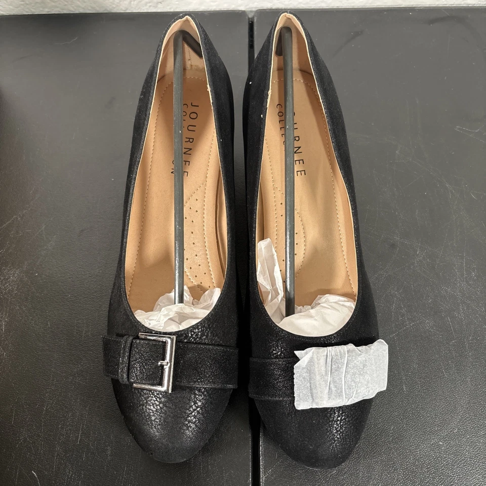 Женские туфли-лодочки Journee Collection Graysn на танкетке из искусственной замши черные размер 11 WD - Изображение 1 из 4