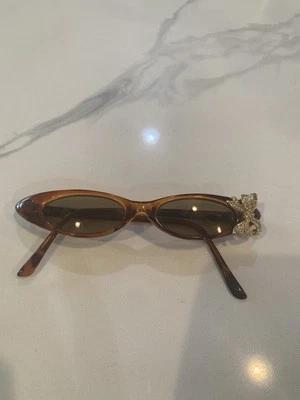 Vintage Pointy Cat Eye Sunglasses with Rhinestones Tortoise Eyewear - Image 1 of 4