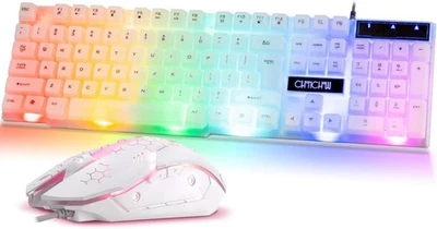 Teclado Ratón Gaming RGB Blanco USB Retroiluminado LED PS4 Xbox PC - Image 1 of 4