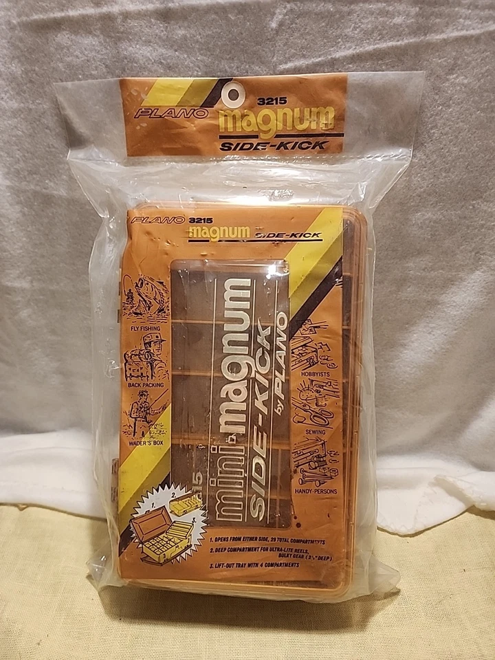 Caja de aparejos de pesca de doble cara vintage Plano Mini-Magnum Sidekick 3215 NOS Foto 1 de 4