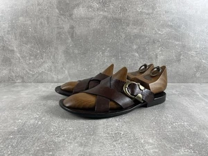 D&G Dolce & Gabbana Vintage 00s Brown Leather Buckle Sandals Size 44 Made in IT - Bild 1 von 12