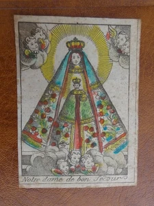 image pieuse XVIIIe aquarellé notre dame de bon secours - Imagen 1 de 1