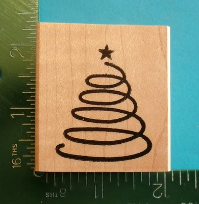 Hampton Art SPIRAL CHRISTMAS TREE with STAR Rubber Stamp - Image 1 of 2