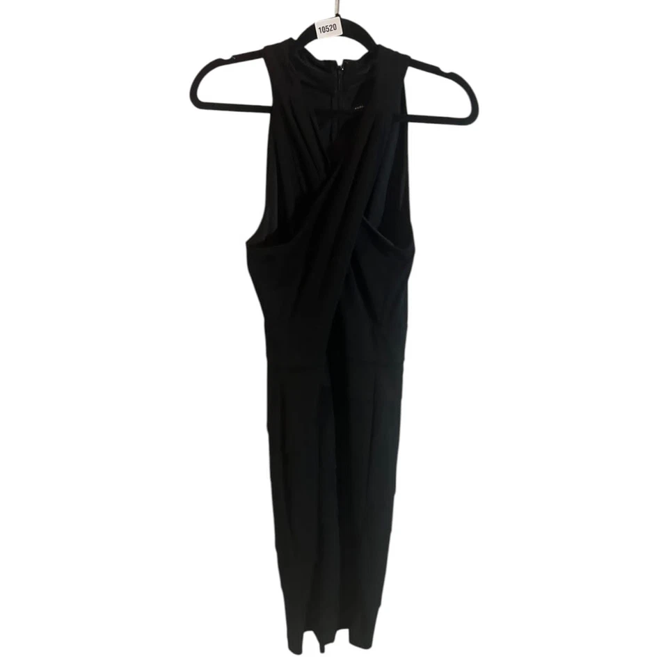 Vestido midi halter White House Black Market para mujer talla 10 forrado negro de gasa Foto 1 de 4