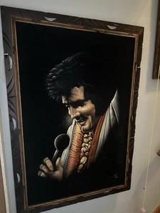 Vintage Velvet Elvis Art Large Portrait 24x36 Artist Signed Made In Mexico - Bild 1 von 6