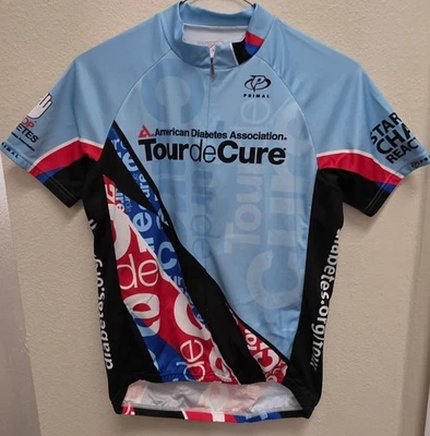 Camiseta masculina de ciclismo Primal Med Tour de Cure azul zíper completo ciclismo de corrida de estrada - Imagem 1 de 4