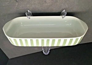 Cazuela de porcelana Lyngby Dinamarca 12" blanca con rayas verdes - RARA - Imagen 1 de 7