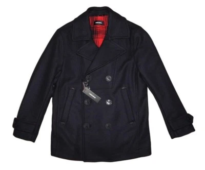 DIESEL W-BANFF WOOL BLEND PEACOAT DARK NAVY SIZE XL 100% AUTHENTIC - Image 1 of 4
