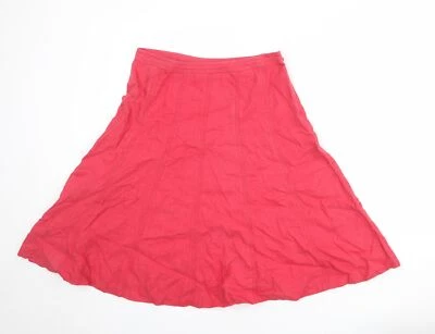 John Lewis Womens Red Linen Blend Swing Skirt Size 14 - Image 1 of 4