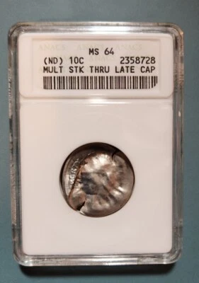  10CENT ROOSEVELT DIME ERROR, NO DATE MULTI ERROR,THRU LATE CAP ERROR MS 64 RARE - Image 1 of 4