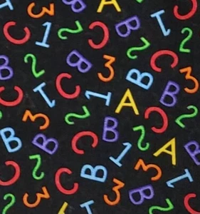 Back to School Alphabet Teacher Numbers Supplies Student Cotton MBT Fabric BTY - Picture 1 of 6
