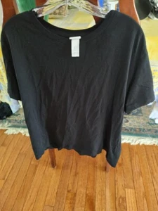 H&M BASICS Cotton T-Shirt Solid Black Short Sleeve Crew Neck Tee 2x - Picture 1 of 3