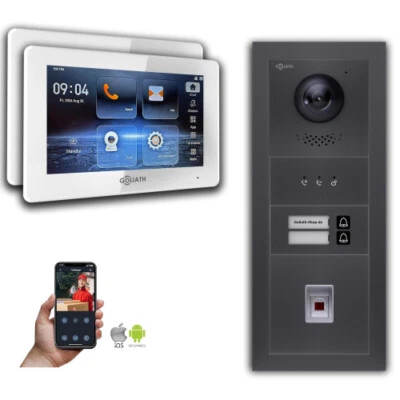 Goliath IP Video Türsprechanlage: 7-Zoll 2 Familienhaus, Fingerprint, Anzeige, A