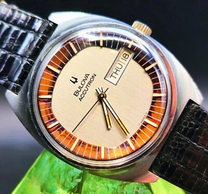 Vintage ACCUTRON 1960's Tunning-Fork Large Retro Men's Watch W/ Superb Dial !! - Picture 1 of 2