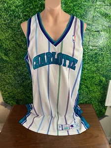 2000-2001 Charlotte Hornets Basketball Blank White Game Jersey Champion 54+6 - Picture 1 of 5
