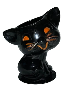 VINTAGE HALLOWEEN ROSBRO HARD PLASTIC TOY - KITTY CAT CANDY CONTAINER - Picture 1 of 12