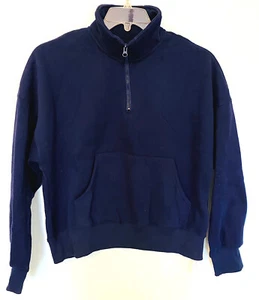MEN'S Quarter Zip Pullover Navy Blue Medium Loose Fit Sweatshirt  NEW - Picture 1 of 4