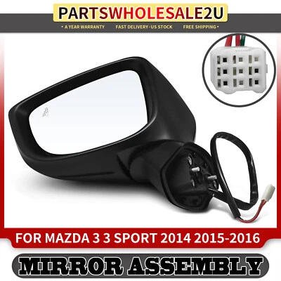 Espejo retrovisor eléctrico negro del lado izquierdo del conductor con punto ciego para Mazda 3 2014-2016 3 Sport Foto 1 de 4