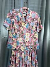 Women’s 14 Petite Skirt Outfit Vintage 80’s Pink Floral Excellent Condition!