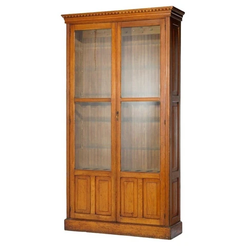 Antique Horner School Oak Double Door Gun Cabinet Circa 1900 Cover