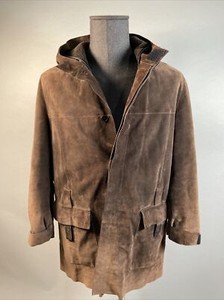 Authentic Luxury Men's PRADA Milano brown suede Sherpa coat lamb Trench 38 S/M