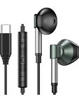 USB Type C Ear/Headphones for iPhone15/15 Pro. samsung/ipad Etc- -OLIVE -NEW