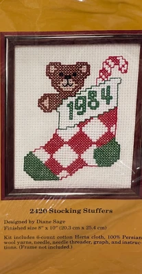 The Creative Circle Embroidery Kit Stocking Stuffers #2420 Christmas Bear 1984 - Image 1 of 4