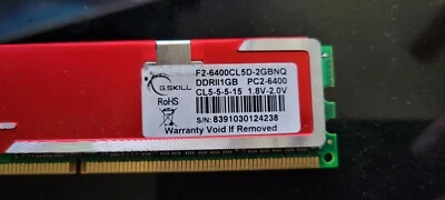 g skill F2-6400CL5D-2GBNQ 2 (1gb) Memory PC2-6400 (DDR2-800) - Image 1 of 2
