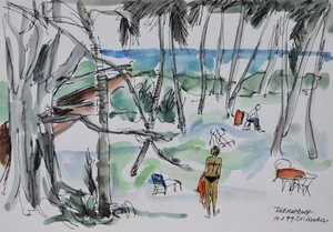 Richild Holt *1941 Stuttgart / Aquarell & Feder 1999 Sri Lanka - Picture 1 of 21