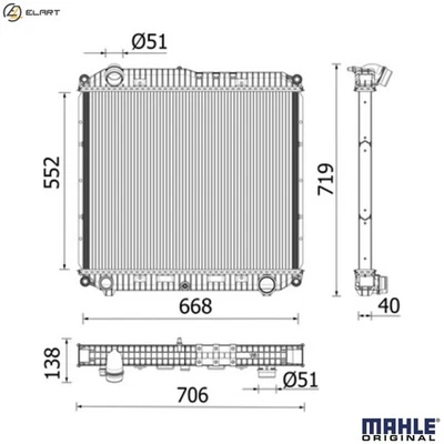 RADIATOR ENGINE COOLING CR 2608 000P FOR MERCEDES-BENZ OM934.911/913 5.1L 4cyl - Image 1 of 4