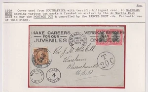 E4730: US #636 Used as Postage Due on 1929 South Africa Cover - Picture 1 of 2