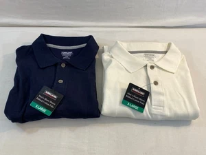 SET 2 Neu mit Etikett Kirkland Signature Herren SS gerippte Baumwolle Poloshirts Größe XL - Bild 1 von 17