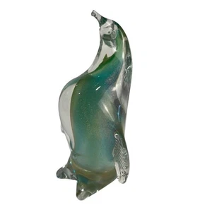 Murano, Penquin Glas Skulptur in grün und glitzerndem Gold - Bild 1 von 7
