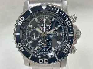 Seiko Chrono Divers 7T62-0CV0 Men's Quartz Watch Black Dial Stainless Steel - Picture 1 of 9