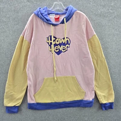 Disney Pixar Men Sweatshirt Medium Pink Colorblock Hoodie 4 Town 4 Ever READ - Image 1 of 4