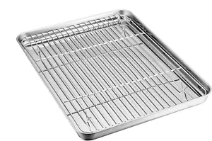 Baking Sheet with Rack Set, Stainless Steel Baking Pan Tray Cookie Sheet - Picture 1 of 12