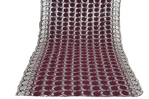 Vintage Maroon Dupatta Long Scarf Hijab bridal SEQUIN embroidered veil Stole   - Picture 1 of 8