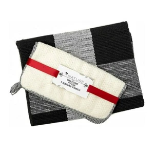 T Nature Cotton Buffalo Check Plaid Kitchen Rug Black & White w/ 2 Hand Cloths - Picture 1 of 6