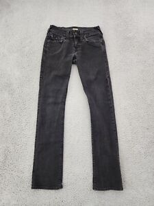 True Religion Jeans Womens 28 Black Denim Mid Rise Relaxed Straight Flap Pockets