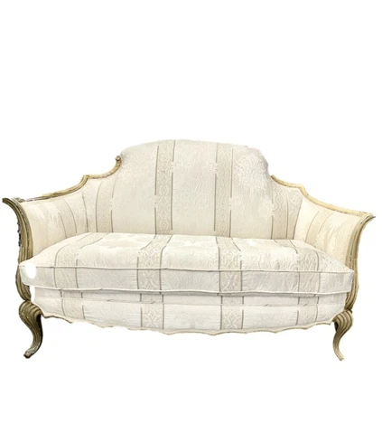 Antique French Louis XV Rococo Loveseat Settee With  Carved  and Gilded Trim Cover
